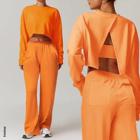 1/2PCS Loose Sweatshirt Yoga Set Gym Clothes Women Fitness