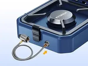 Camping Stove with Grill, Foldable Camp Stove with 16,000 BTU, Two Burners with Pie