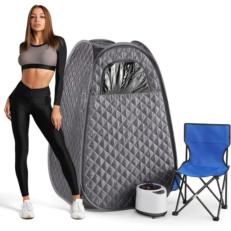 Single Person Sauna,-- Sauna Tent, Steamer 2.6L 1000W Steam Generator, 90 Minute Timer