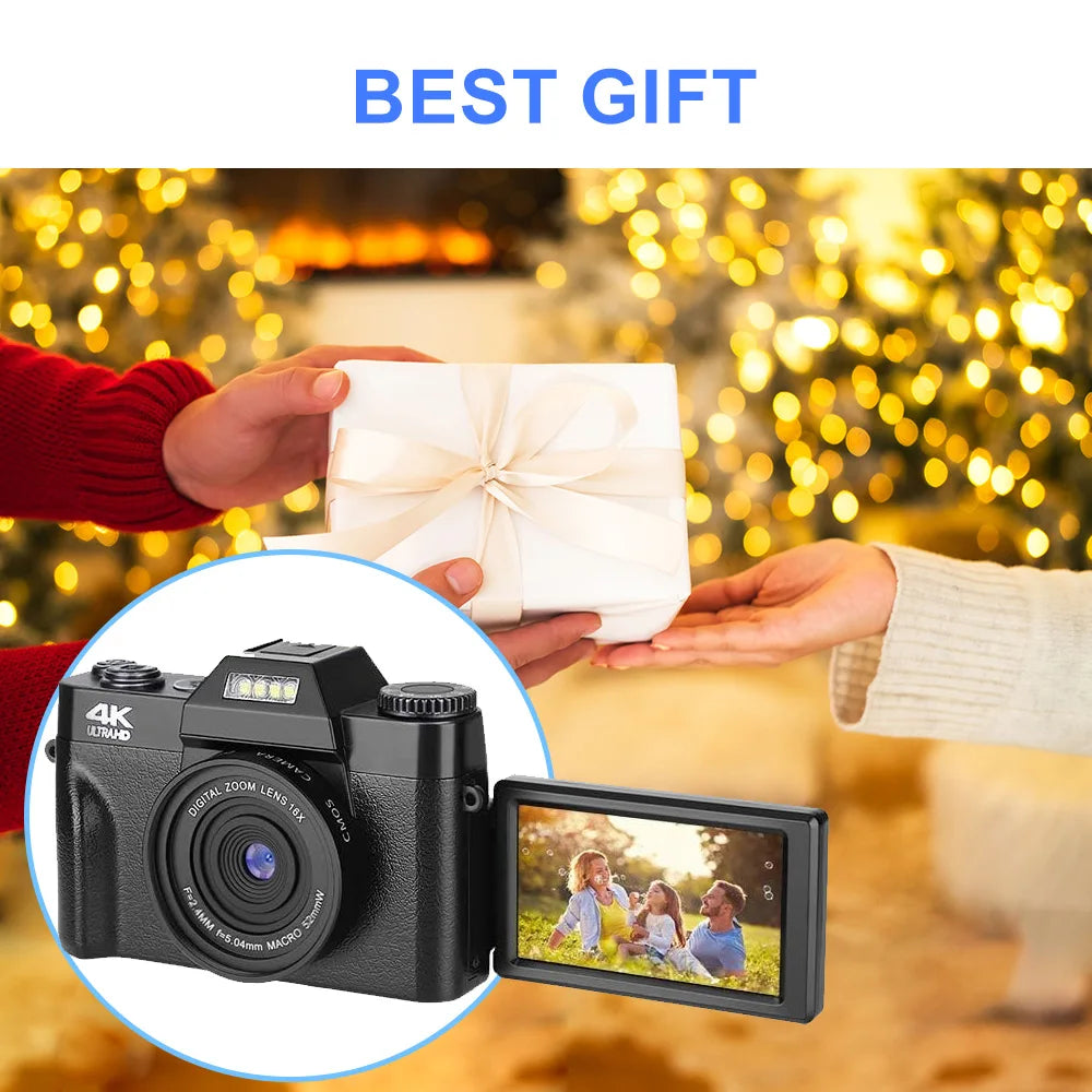 4K Digital Camera 48MP 16X Digital Zoom 3'' Flip Screen