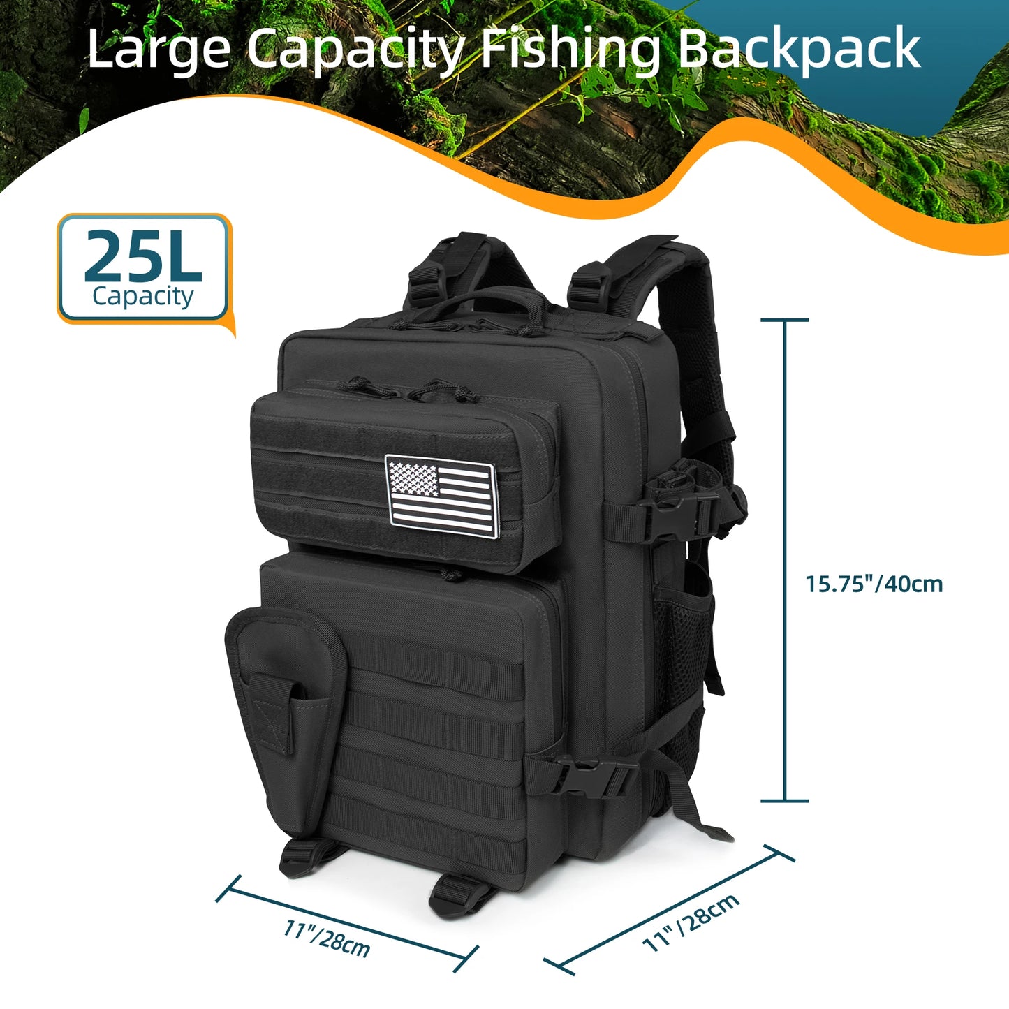 25L Fishing Hunting Bag Tactical Backpack Men's Travel Bag