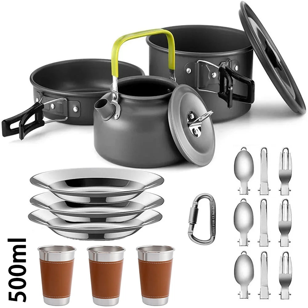Camping Cooking set Teapot For 2-3 People Non-stick pots assorted sets