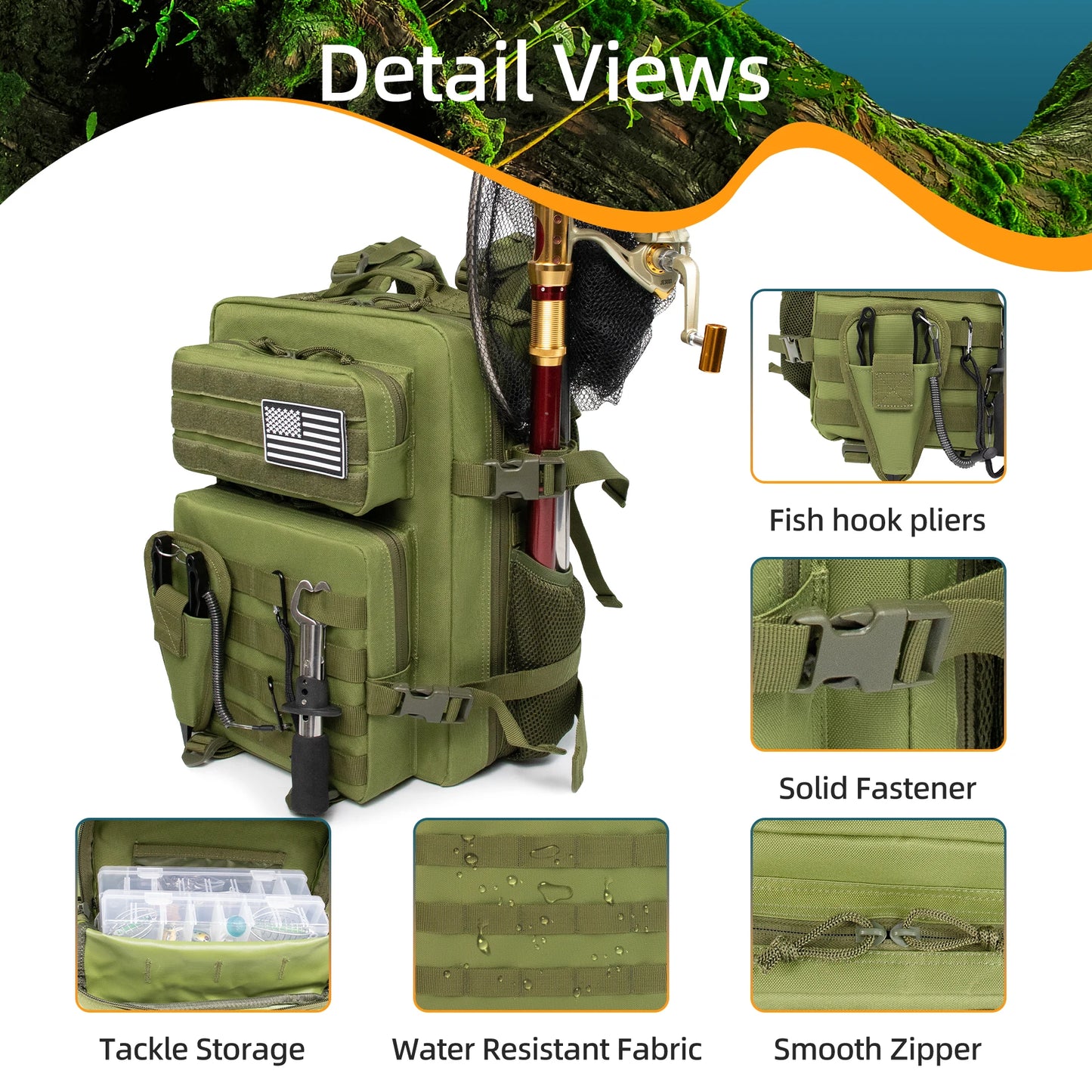 25L Fishing Hunting Bag Tactical Backpack Men's Travel Bag