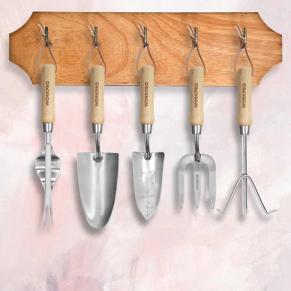 WORKPRO 8-Piece Pink Garden Tool Set with Tote and Gloves