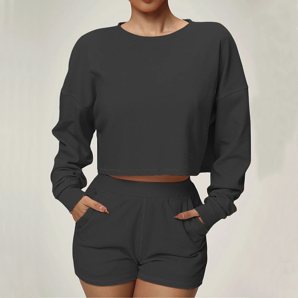 1/2PCS Loose Sweatshirt Yoga Set Gym Clothes Women Fitness