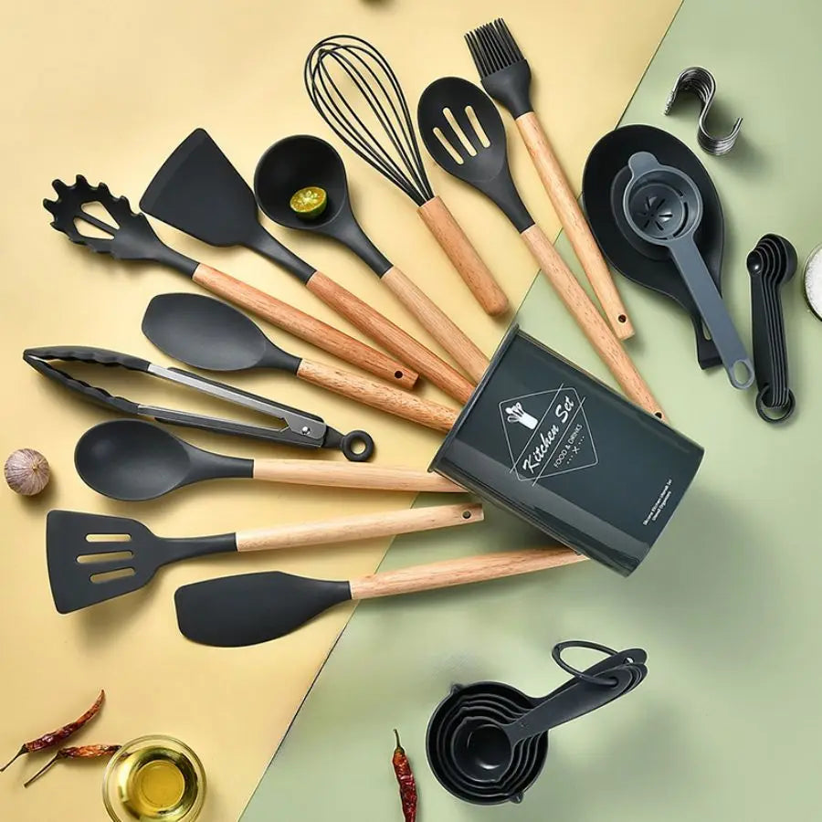 34Pcs/set, Non-stickCooking Tool Set With Storage Bucke