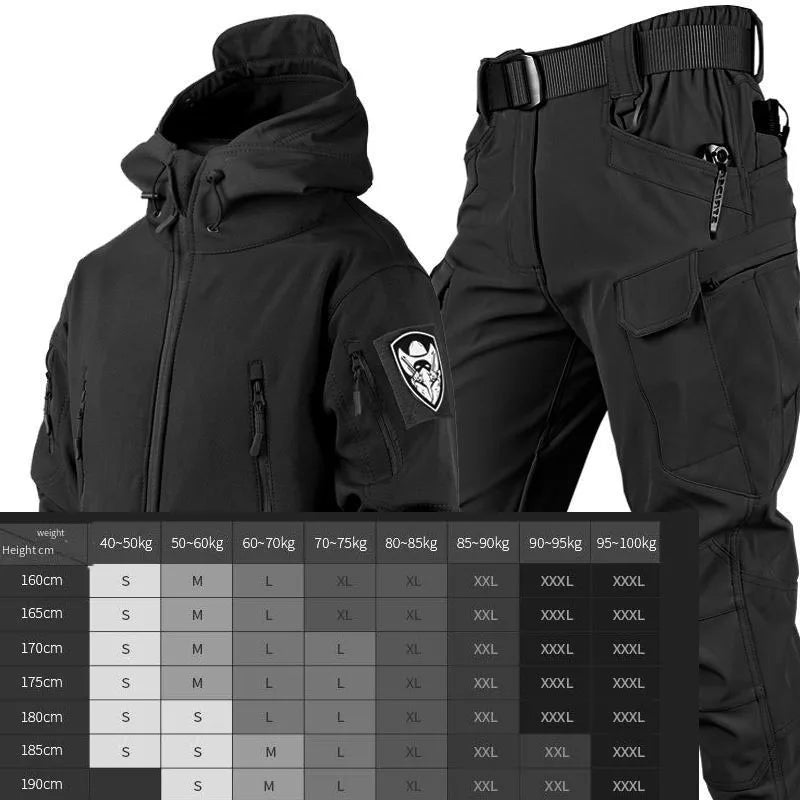 Men's Outdoor Shark Skin Warmth Jacket and Pants Set