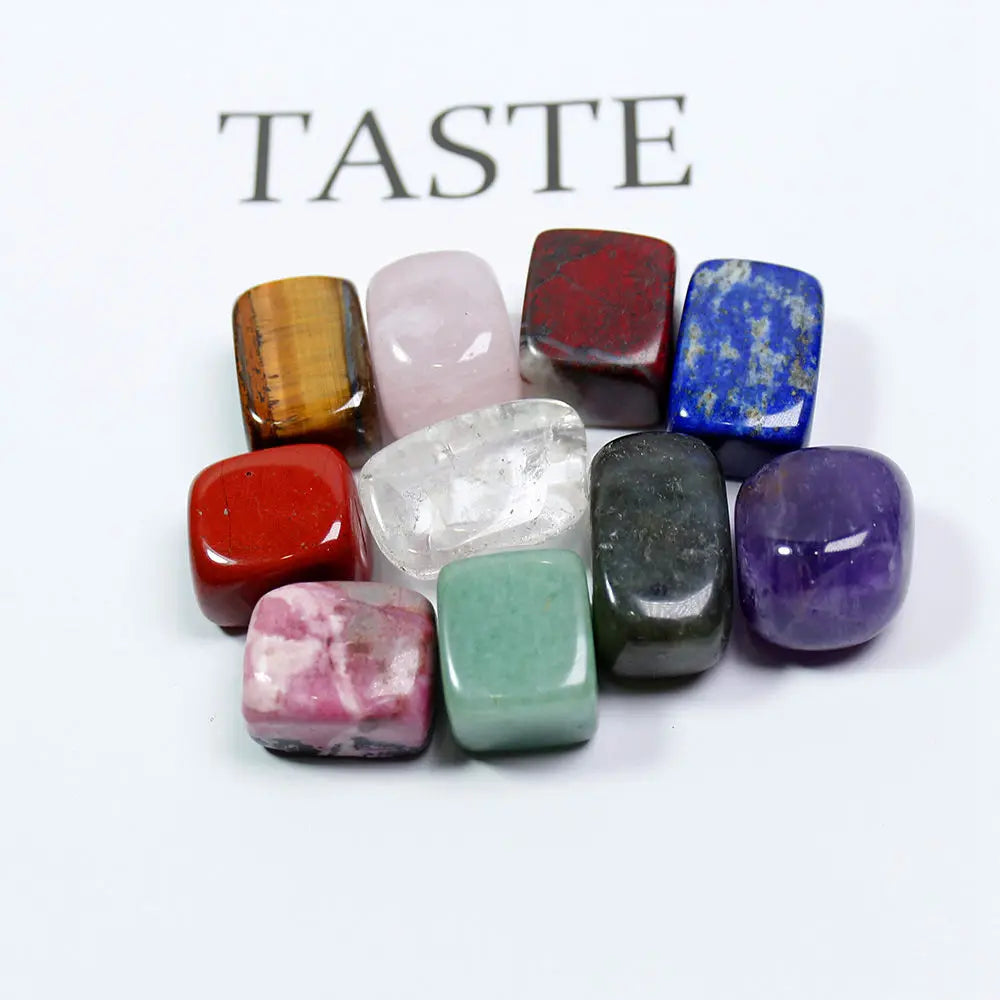 10Pcs Natural Chakra Healing Crystal Polished Tumbled Stone Set