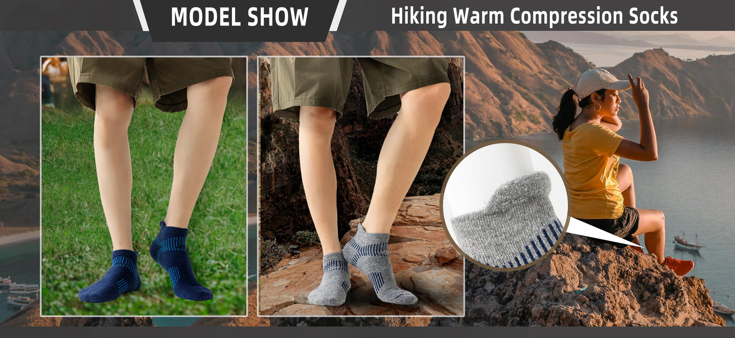 6 Pairs Merino Wool Ankle  Compression Socks