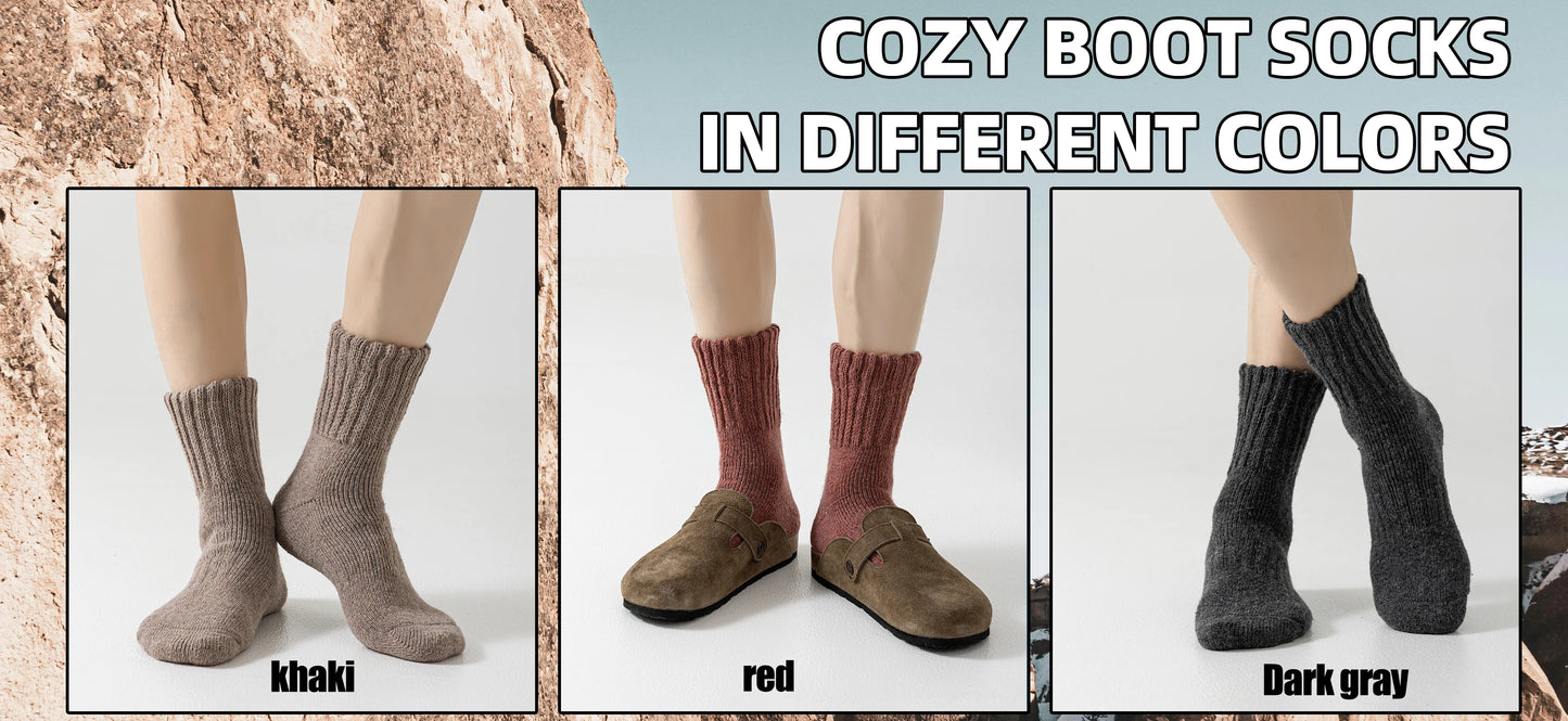 3 Pairs of Merino Wool Warm Winter Socks for Men and Women