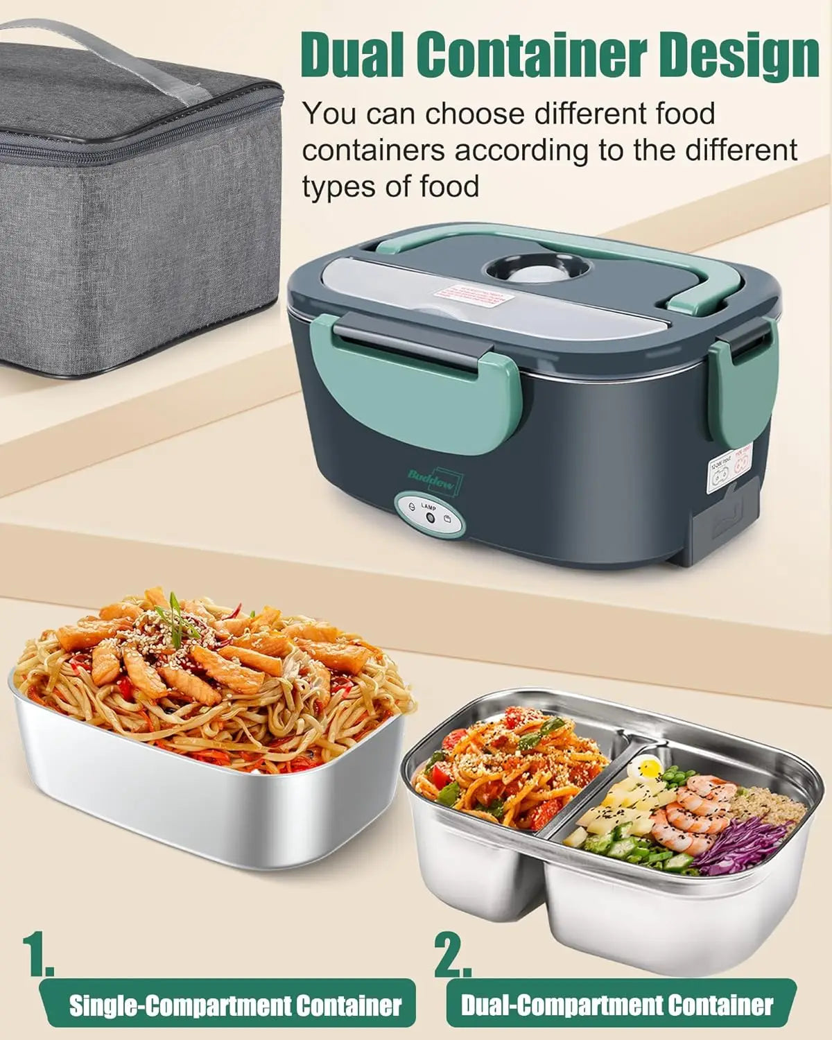 Buddew Electric Lunch Box 80W Food Heater for Adults