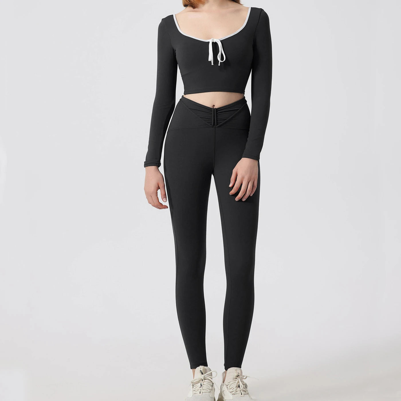 1/2Pcs Pad Crop Top Long Sleeve Gym Women Workout Set