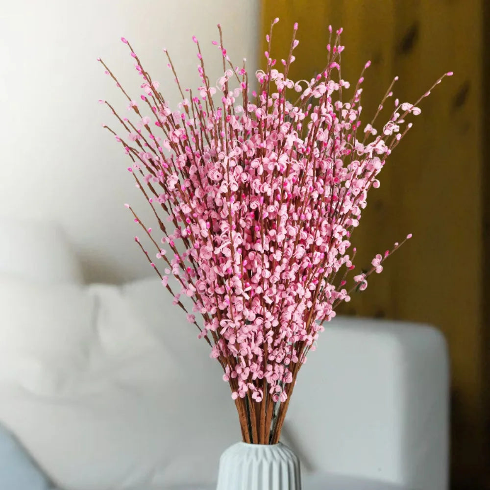 15Pcs Flowers Faux Jasmine Flowers 29.5Inch Pussy Willow Branches