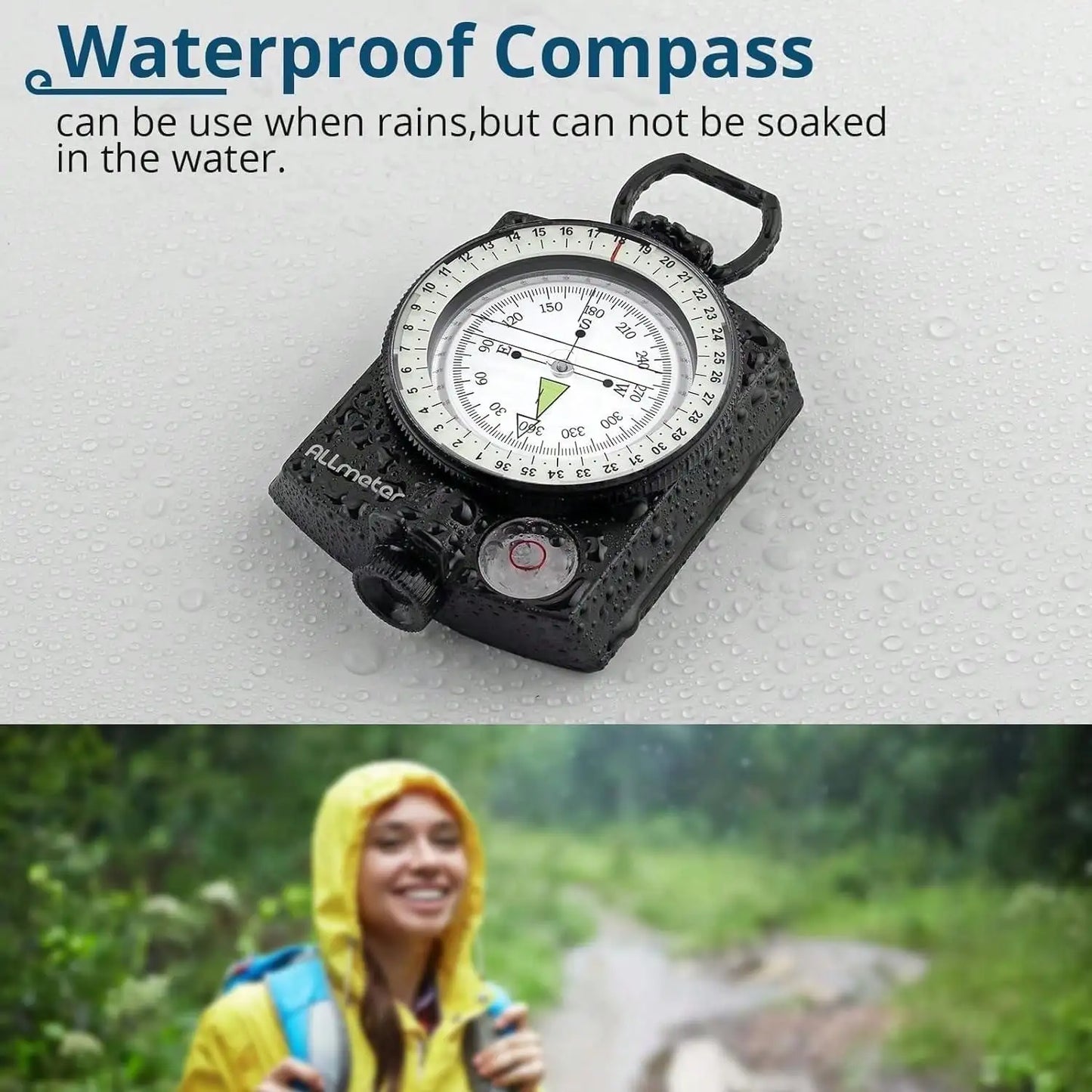 Multifunction Compass Waterproof  Outdoor Handheld  Metal Sighting with Bubble Level