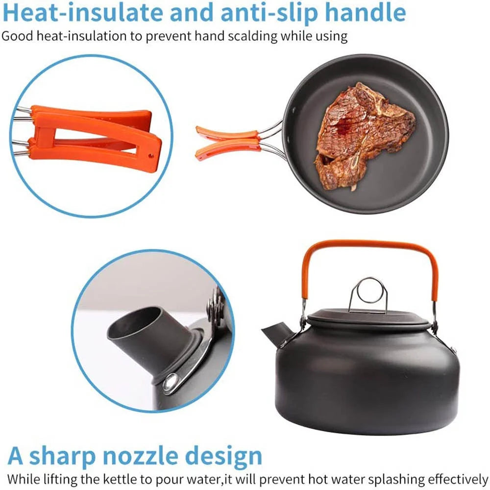 Camping Cooking set Teapot For 2-3 People Non-stick pots assorted sets