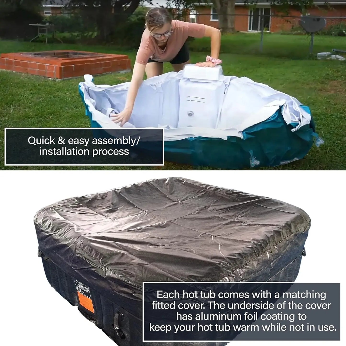 Inflatable Hot Tub Spa | Personal High Powered Jetted Bubble | 265 Gallon | Black