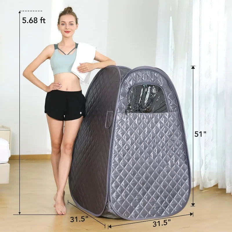 Single Person Sauna,-- Sauna Tent, Steamer 2.6L 1000W Steam Generator, 90 Minute Timer