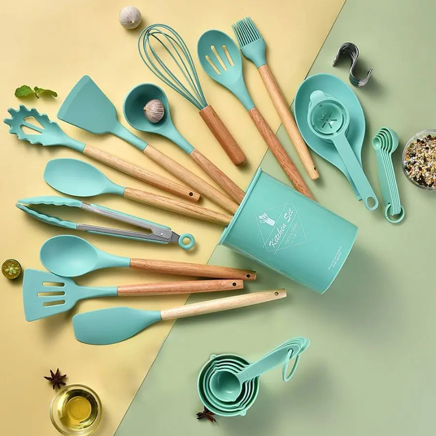 34Pcs/set, Non-stickCooking Tool Set With Storage Bucke