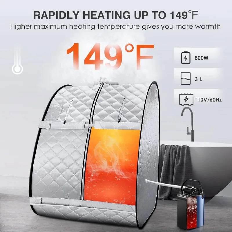 Portable Steam Sauna, 3L & 800W Steam Generator with Protection