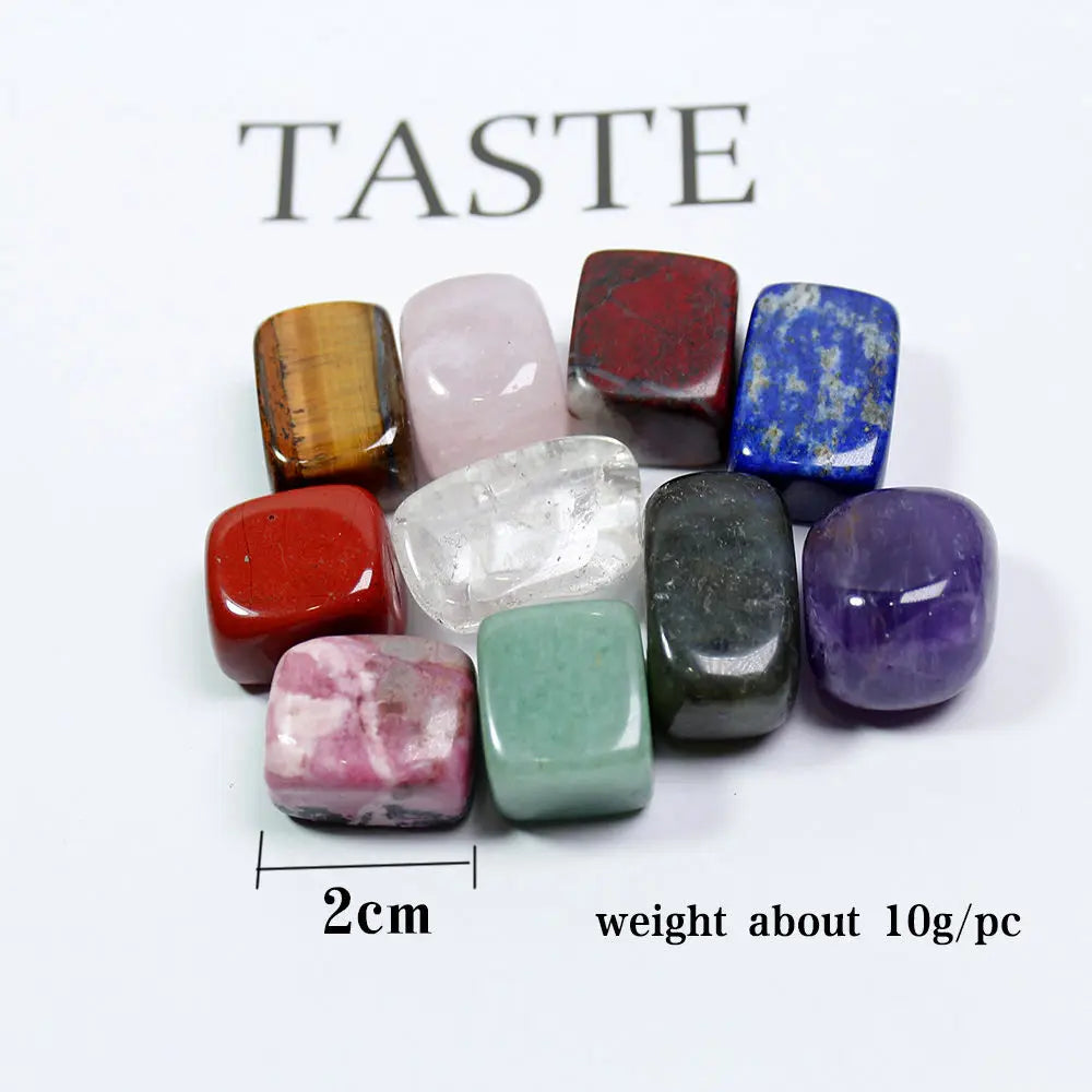 10Pcs Natural Chakra Healing Crystal Polished Tumbled Stone Set