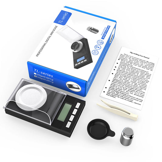 LCD Display Digital Milligram Pocket Scale Mini Jewelry Weigh Scales with Calibration Weights Tweezers Pans