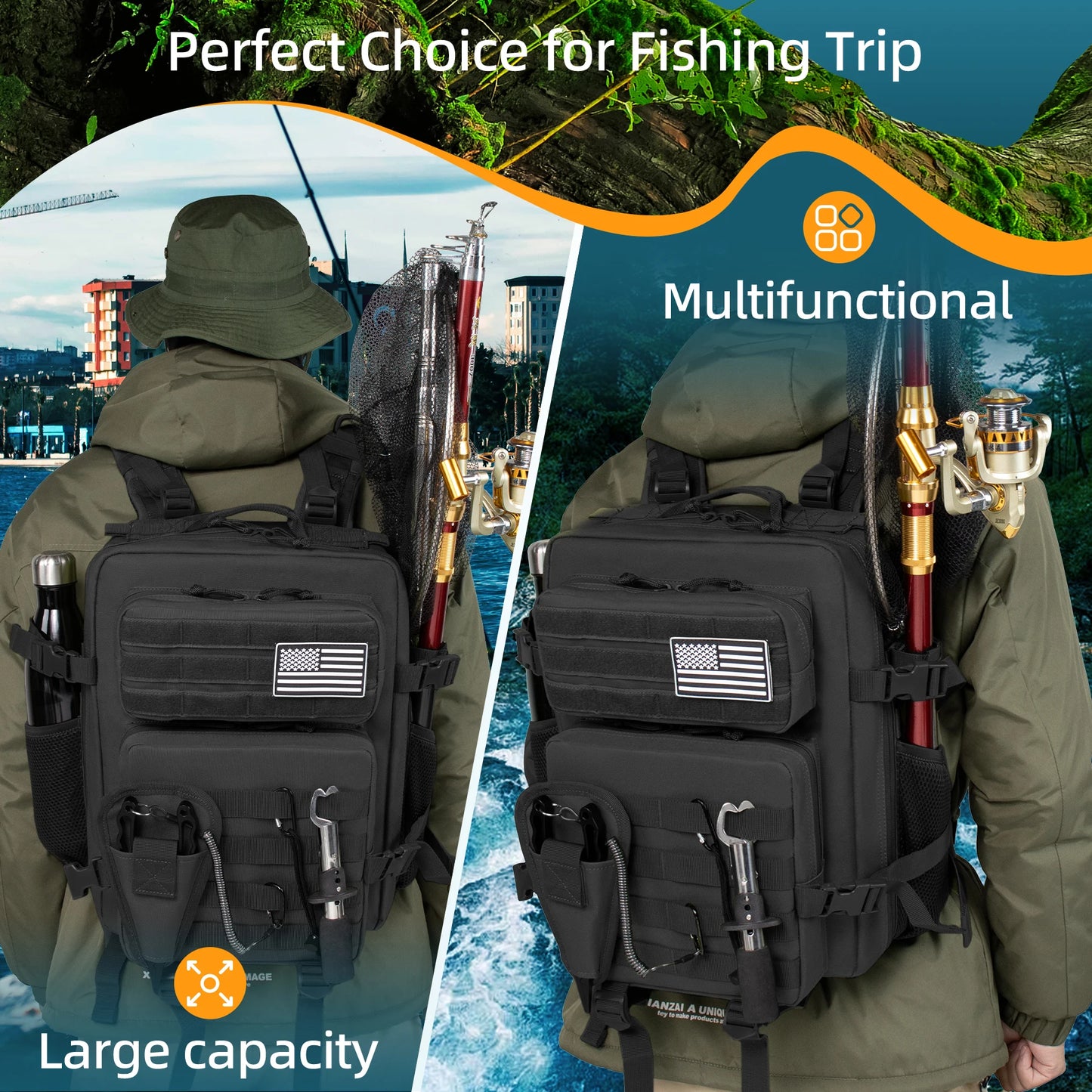 25L Fishing Hunting Bag Tactical Backpack Men's Travel Bag