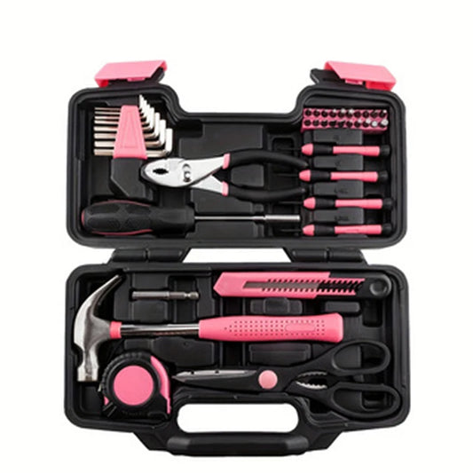 39-Piece All Purpose Household Pink Tool Kit for Girls