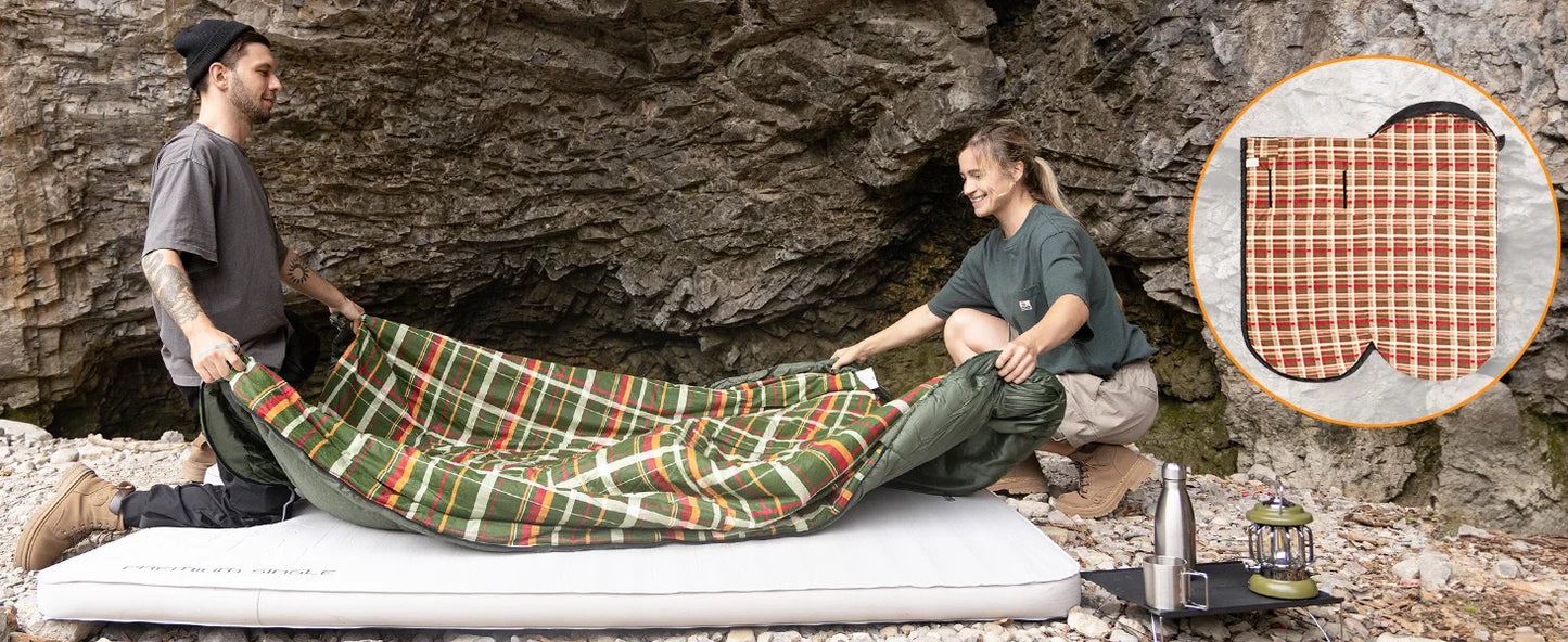 KingCamp Flannel Sleeping Bag for Camping, Stretchable Polyester-cotton