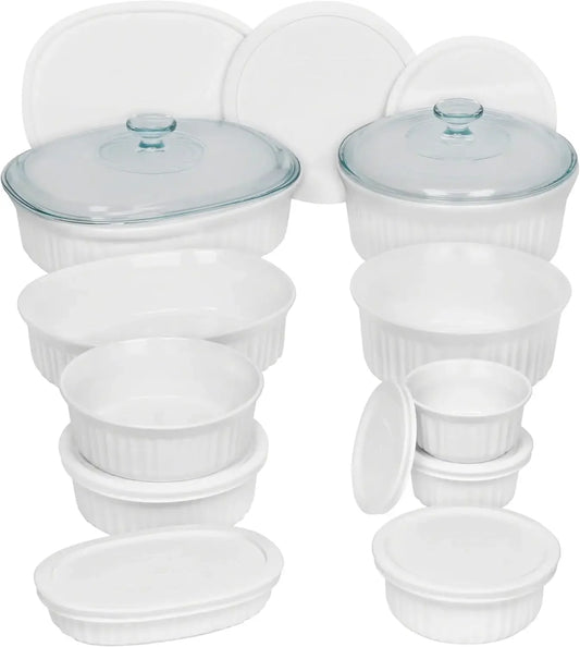 20-Pc Ceramic Bakeware Set with Lids, Stoneware, Microwave, Dishwasher, Oven
