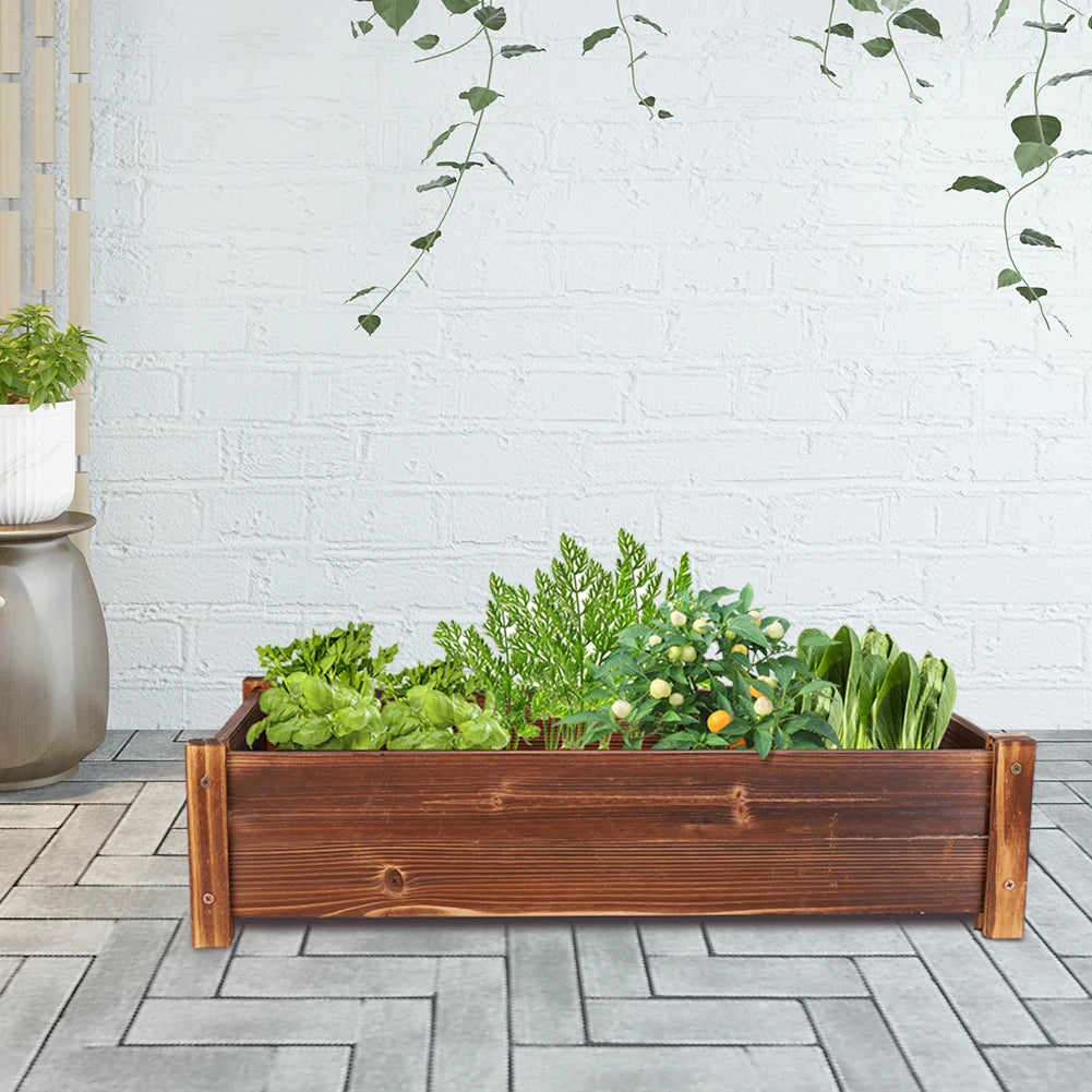 Raised Garden Bed, Large Wooden Planter for Outdoor Use