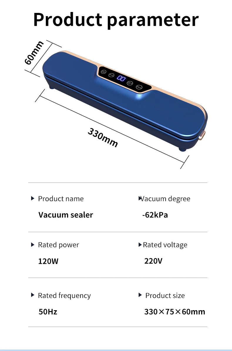 New LCD Touch Screen Household Food Automatic Vacuum Sealing Machine