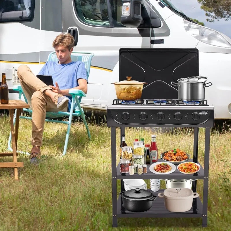 Natural Gas Stove Outdoor 5-Burner Portable Gas Stove