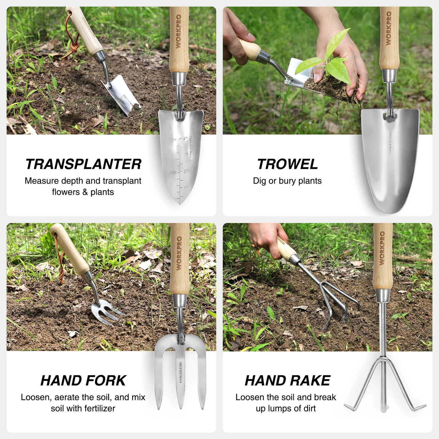 WORKPRO 8-Piece Pink Garden Tool Set with Tote and Gloves
