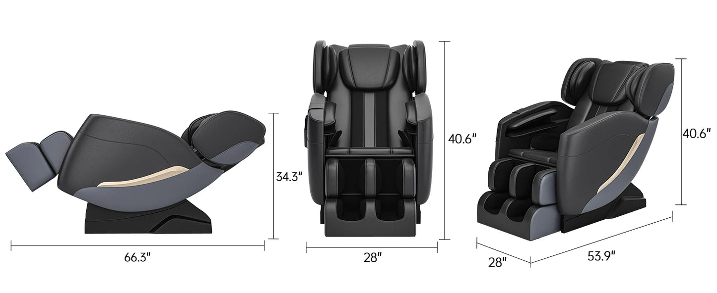 Full Body Zero Gravity Massage Chair with Auto Modes, 8 Fix Point Rollers, Bluetooth, Foot Massage