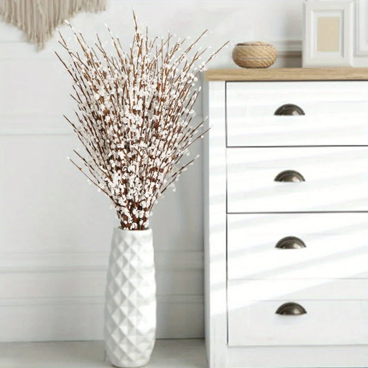 15Pcs Flowers Faux Jasmine Flowers 29.5Inch Pussy Willow Branches