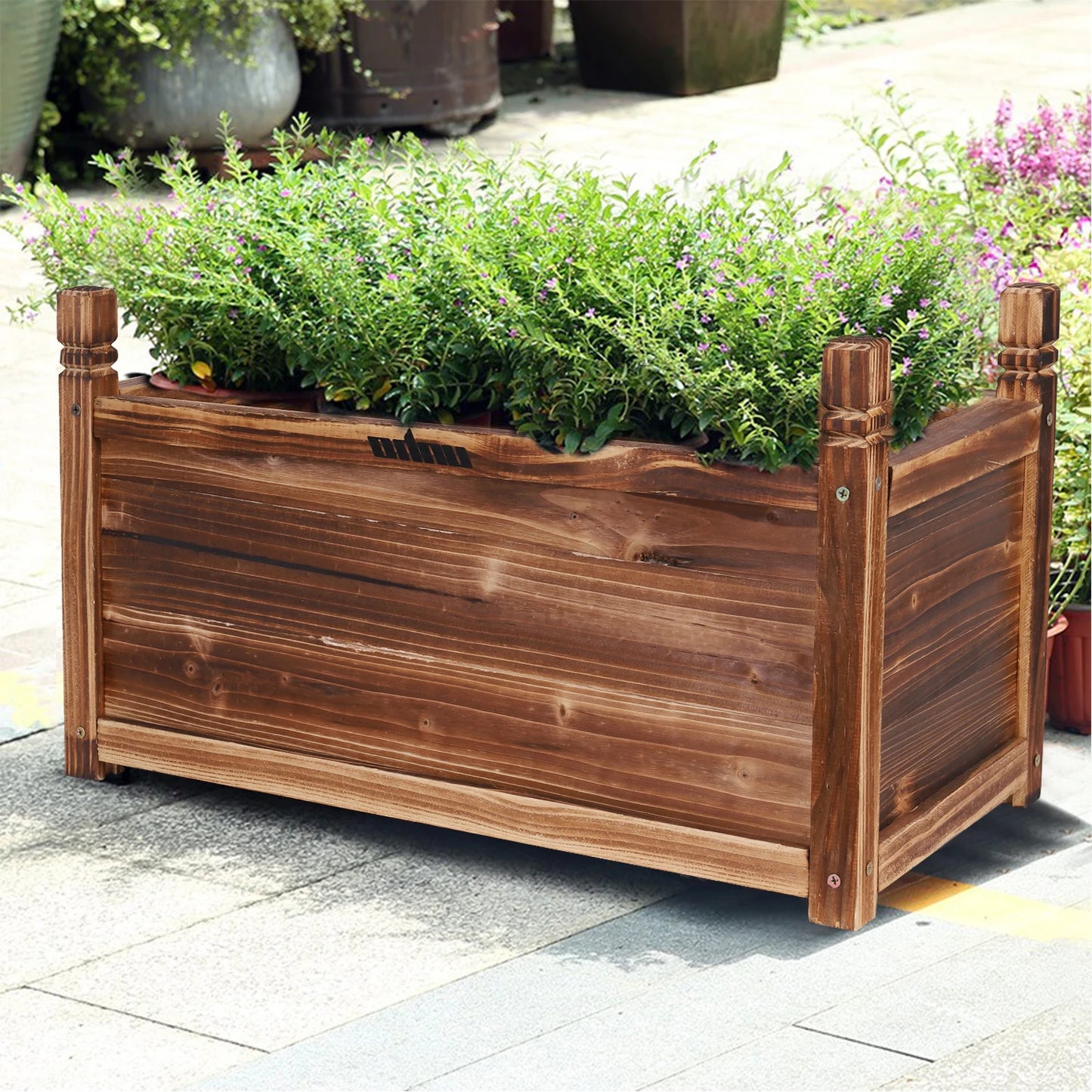 Wood Planter Box Outdoor Raised Planter Beds Large Patio Containers for Flowers Vegetables
