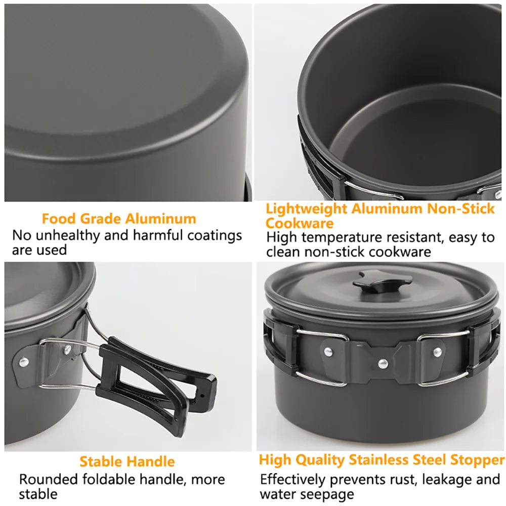Camping Cooking set Teapot For 2-3 People Non-stick pots assorted sets