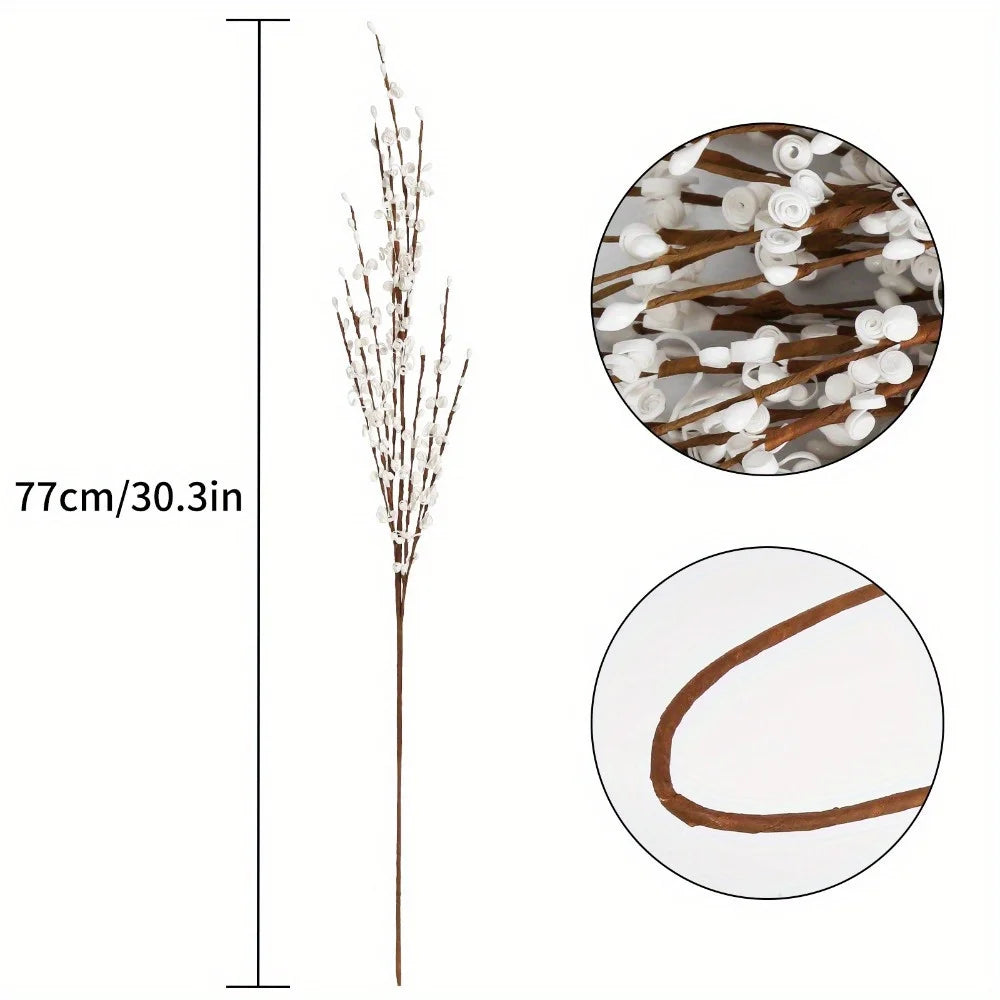 15Pcs Flowers Faux Jasmine Flowers 29.5Inch Pussy Willow Branches