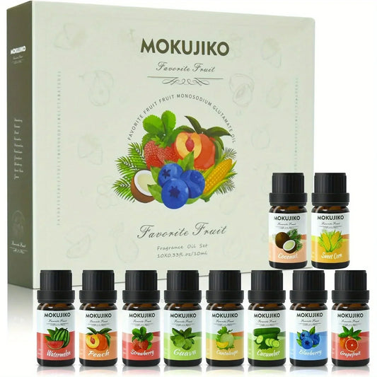 Fruity Essential Oil Set, 10x10ml Fragrance Oil for Soap&Candle Making, Premium Essential Oil, Aromatherapy Diffuser Oils Gift
