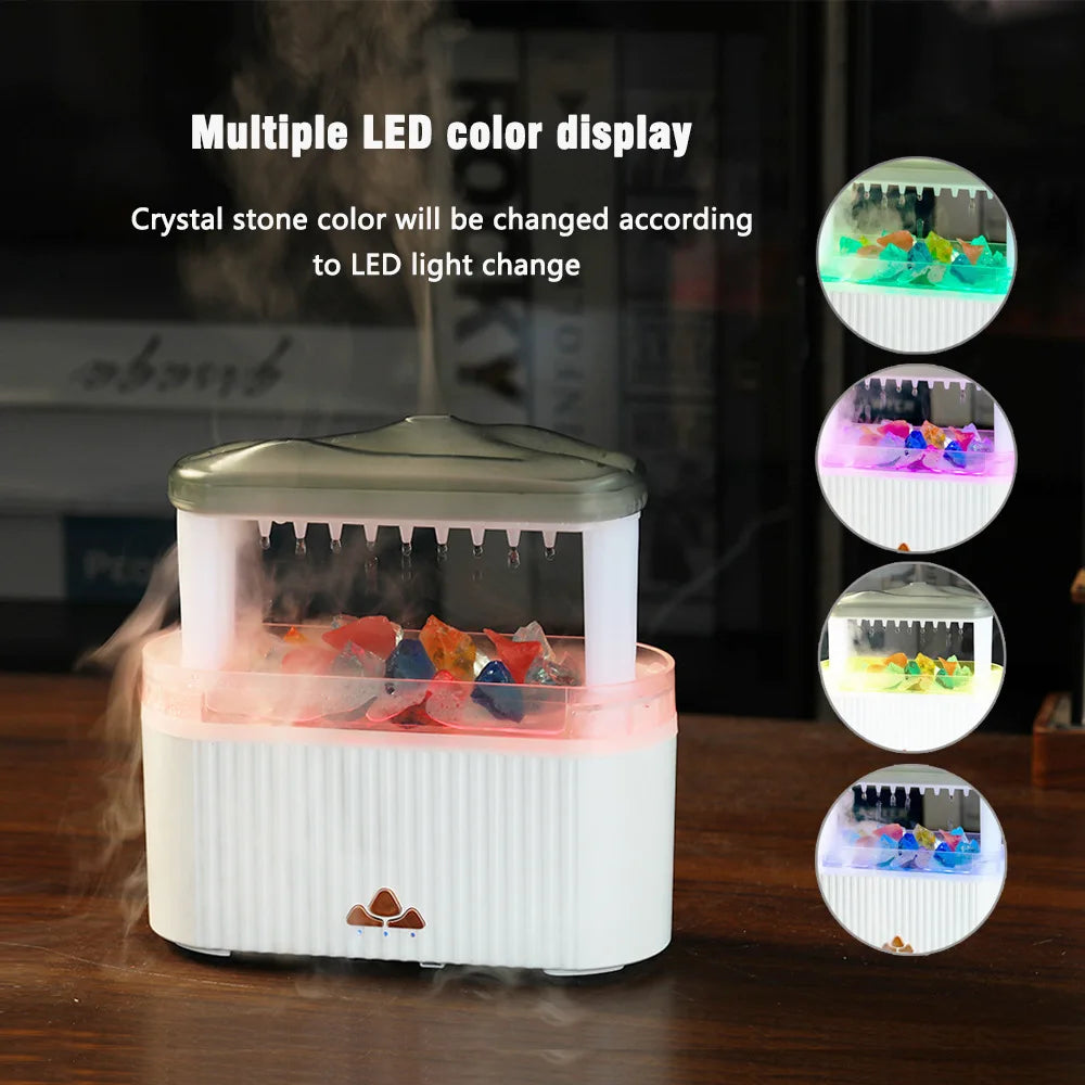 Essential Oil Diffuser Rain Drop Colorful Humidifier with Light and Crystal for Home Office Aromatherapy and Relaxation