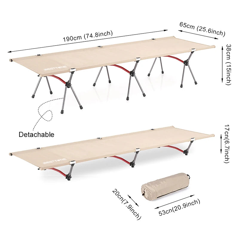 Camping Cot with Leg Extenders Ultralight Aluminum Alloy