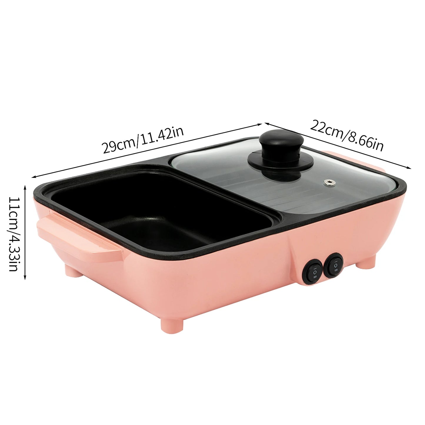 Electric Hot Pot With Grill Non-Stick Pan For Boiling Frying