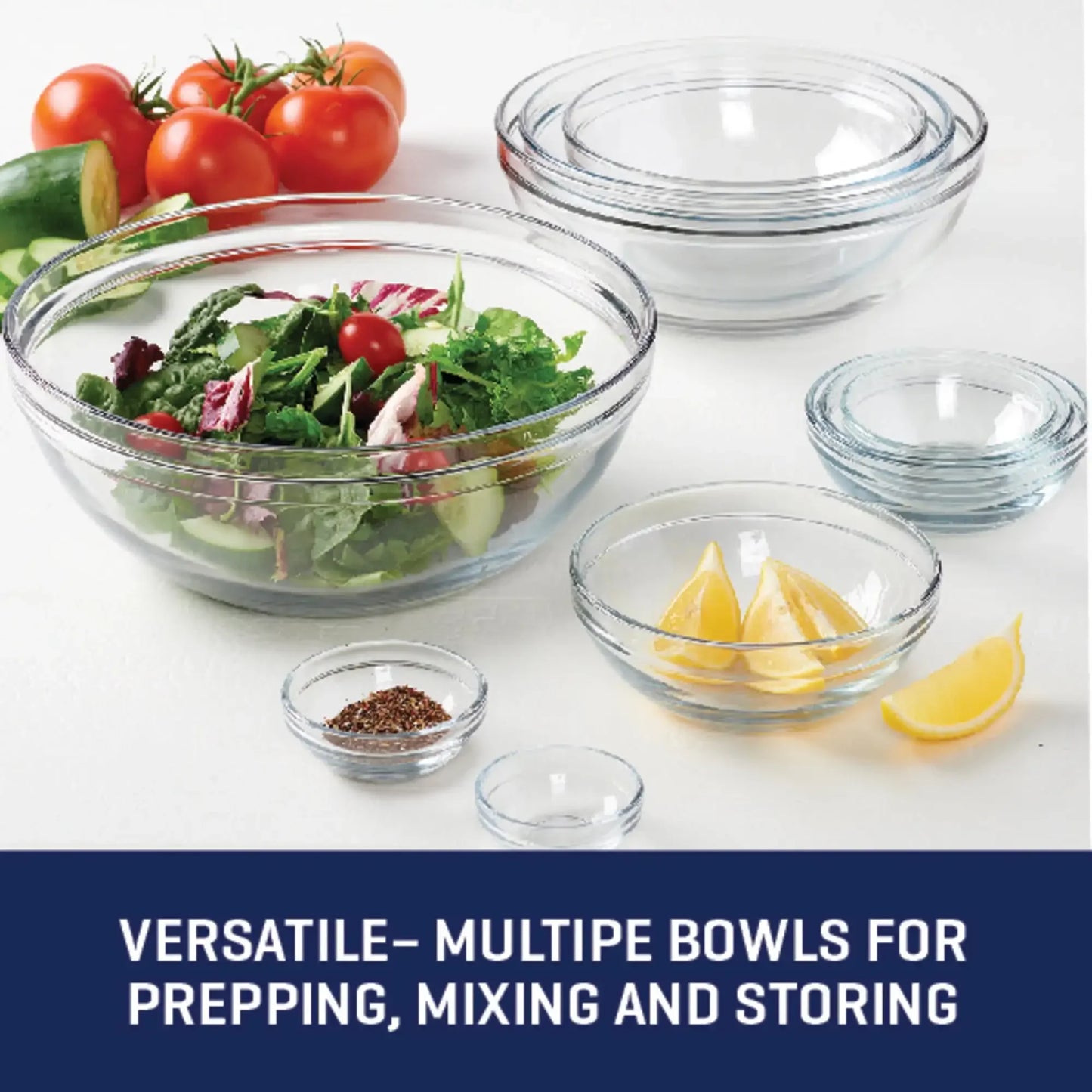 Glass Mixing Bowls 10 Piece Set  Tempered glass