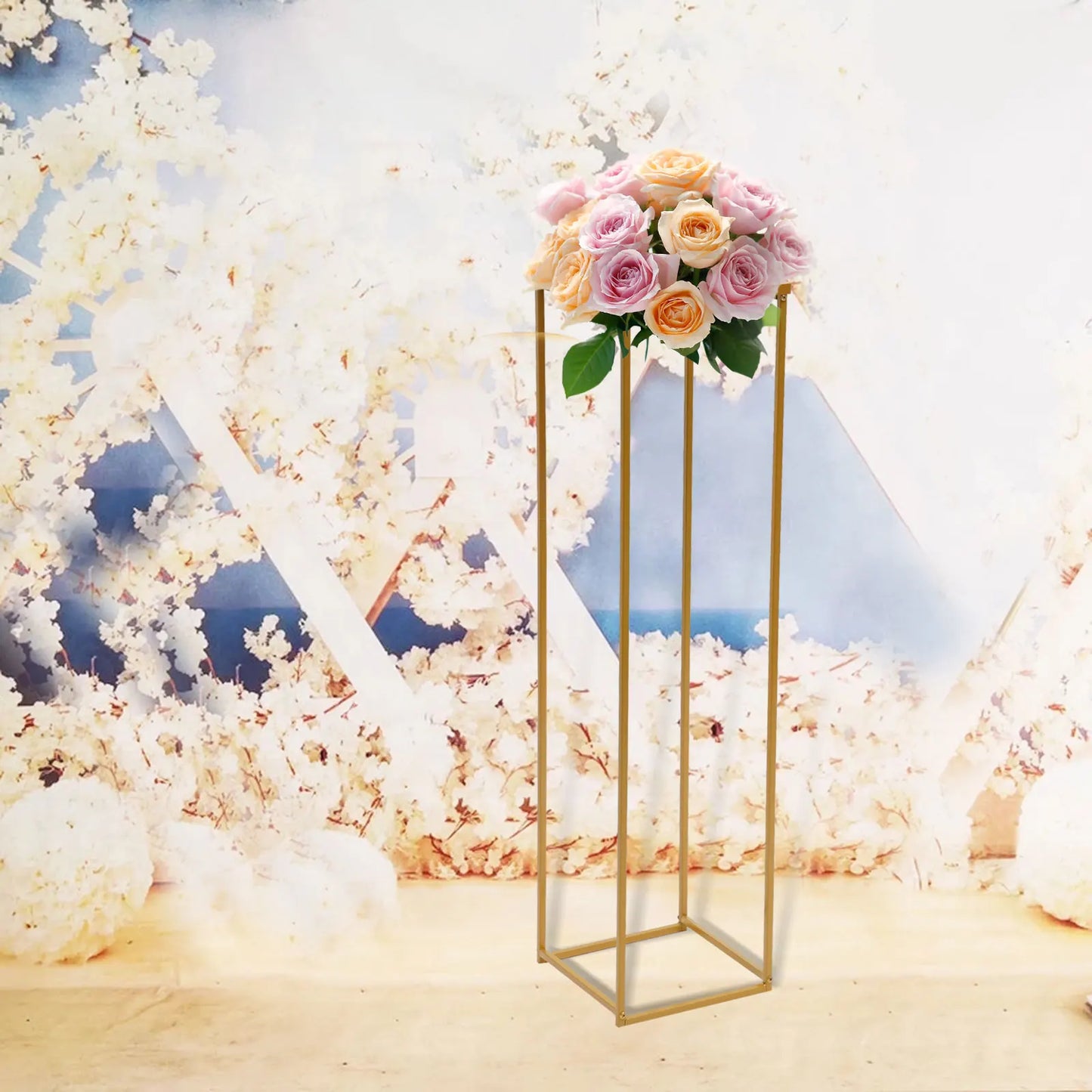 100/70CM Metal Wedding Flower Stand Floor Vase Geometric Centerpieces