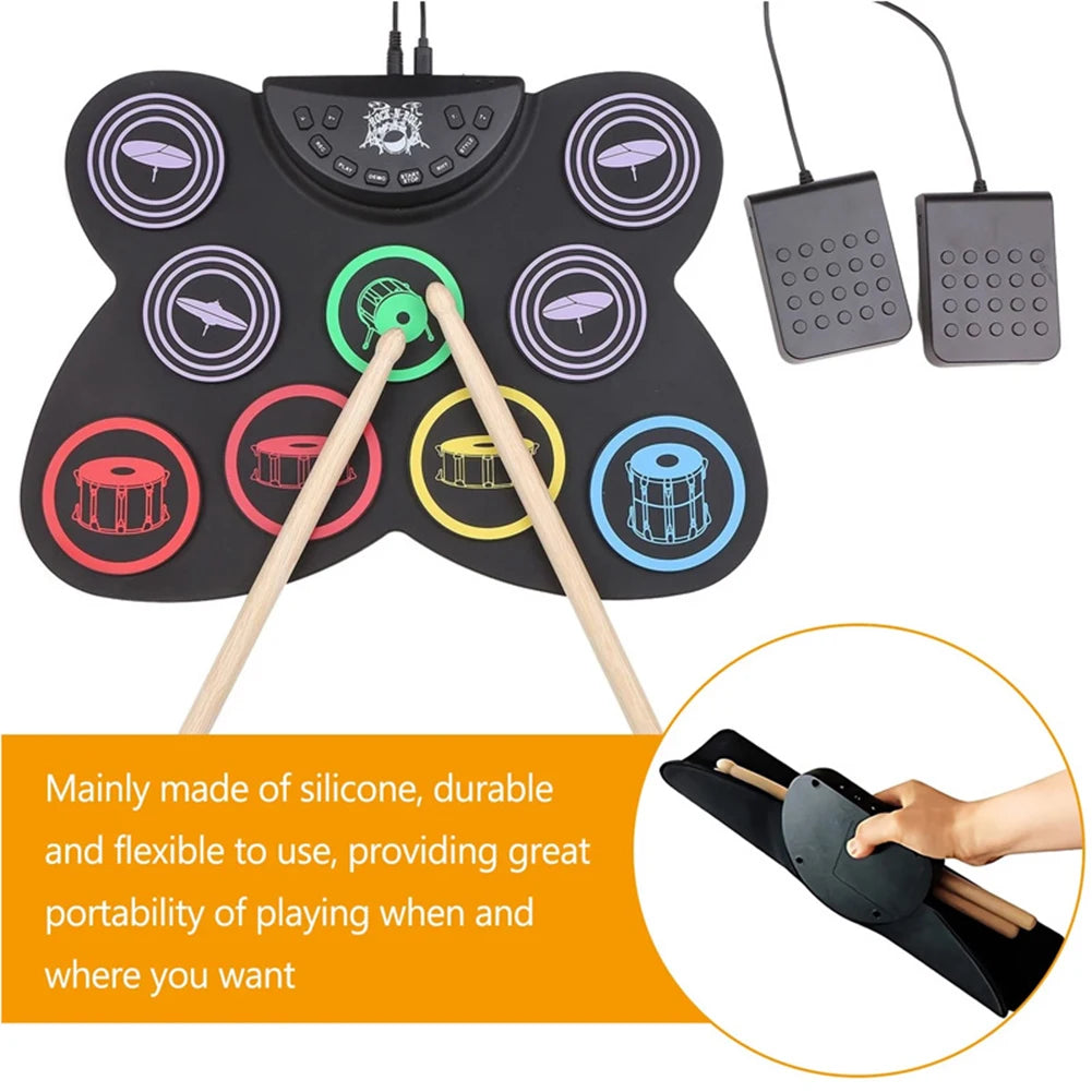 Folding Music Drums Hand Roll USB Electronic Silicon Drum Kit