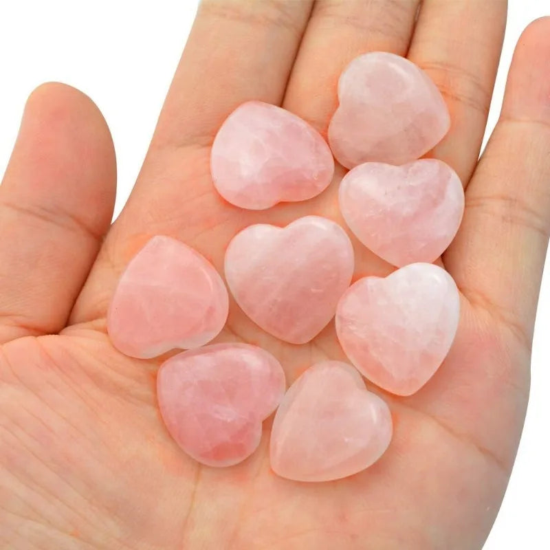 15pcs Healing Crystal Natural Rose Stone Heart Shape