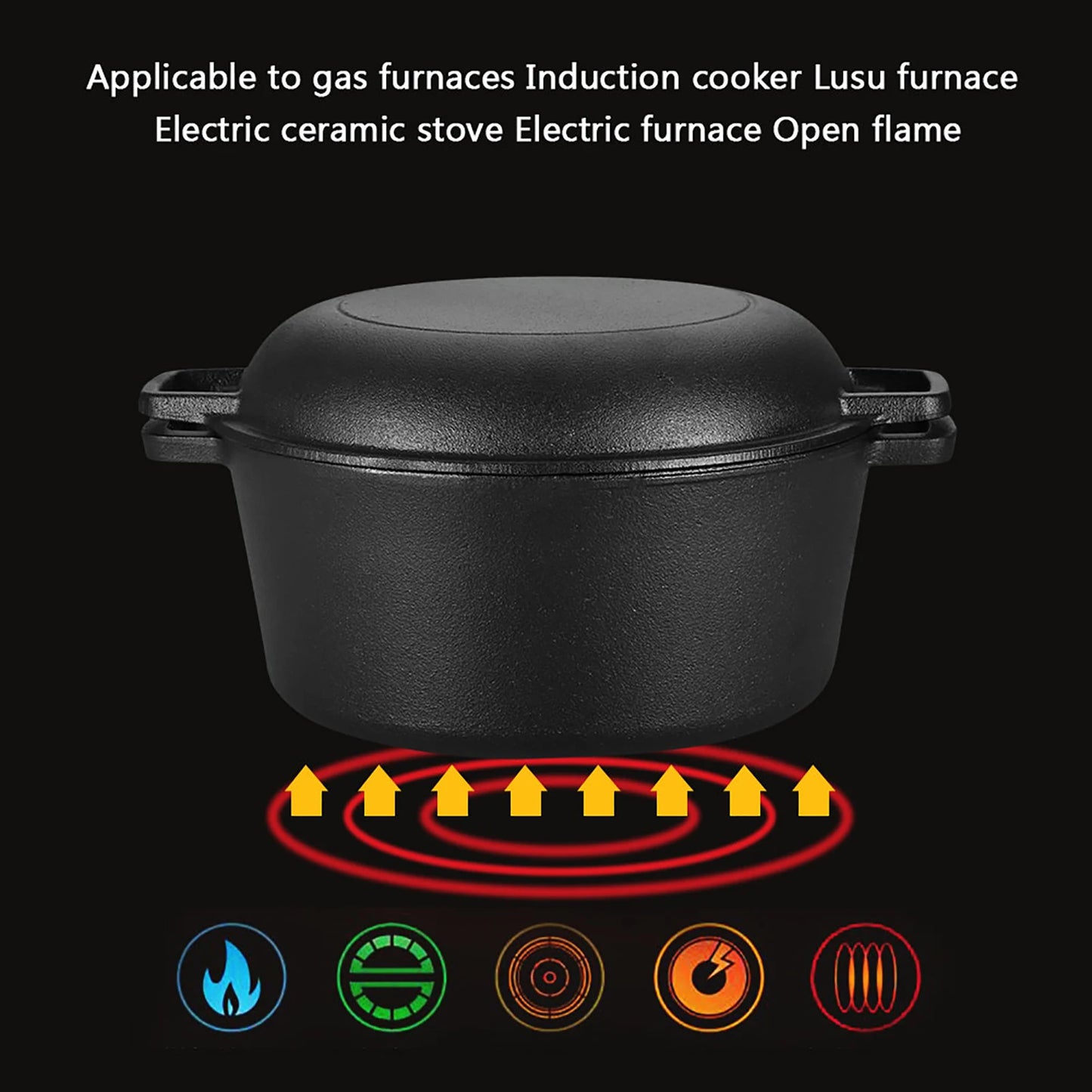 Cast Iron Dutch Oven Pot with Skillet Lid Cooking Pan Set