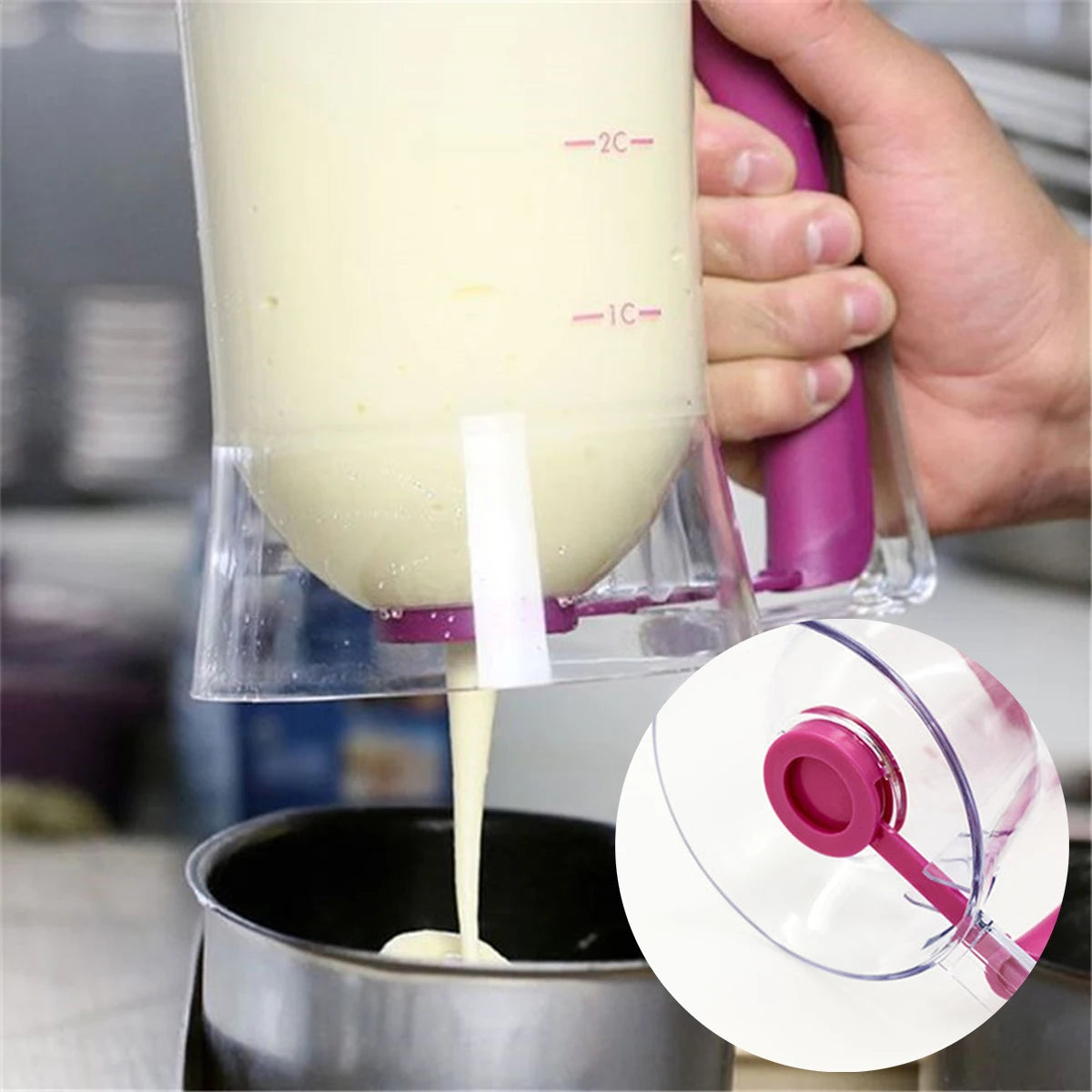Batter Separator Pancake Dispenser with Measuring Label