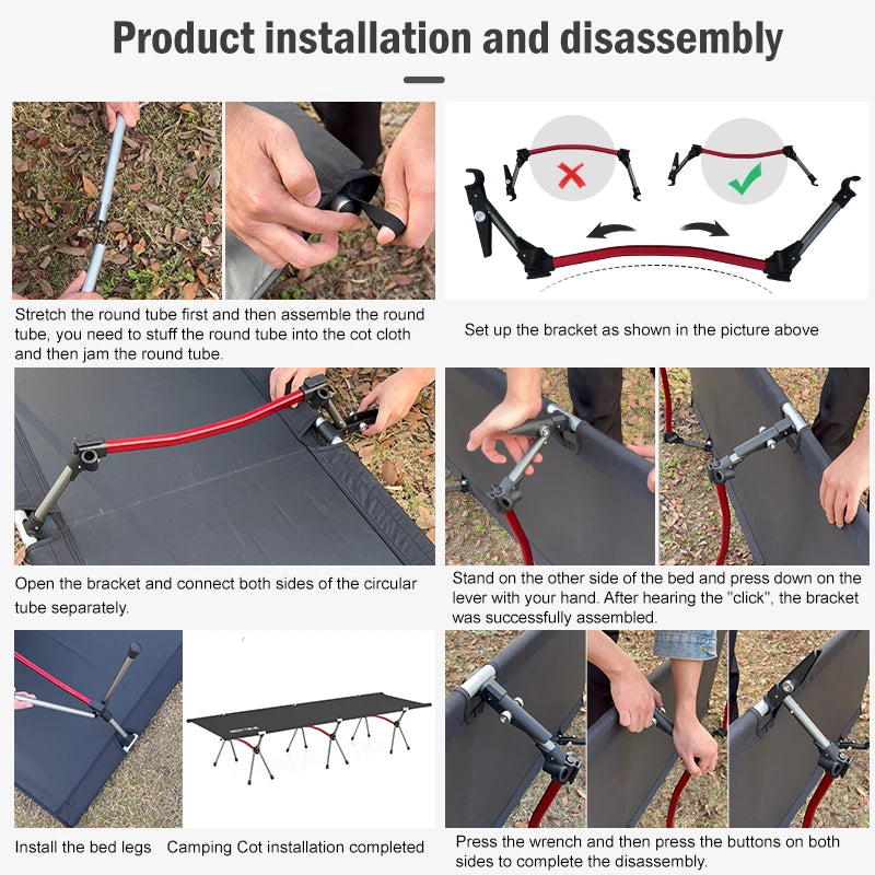 Camping Cot with Leg Extenders Ultralight Aluminum Alloy