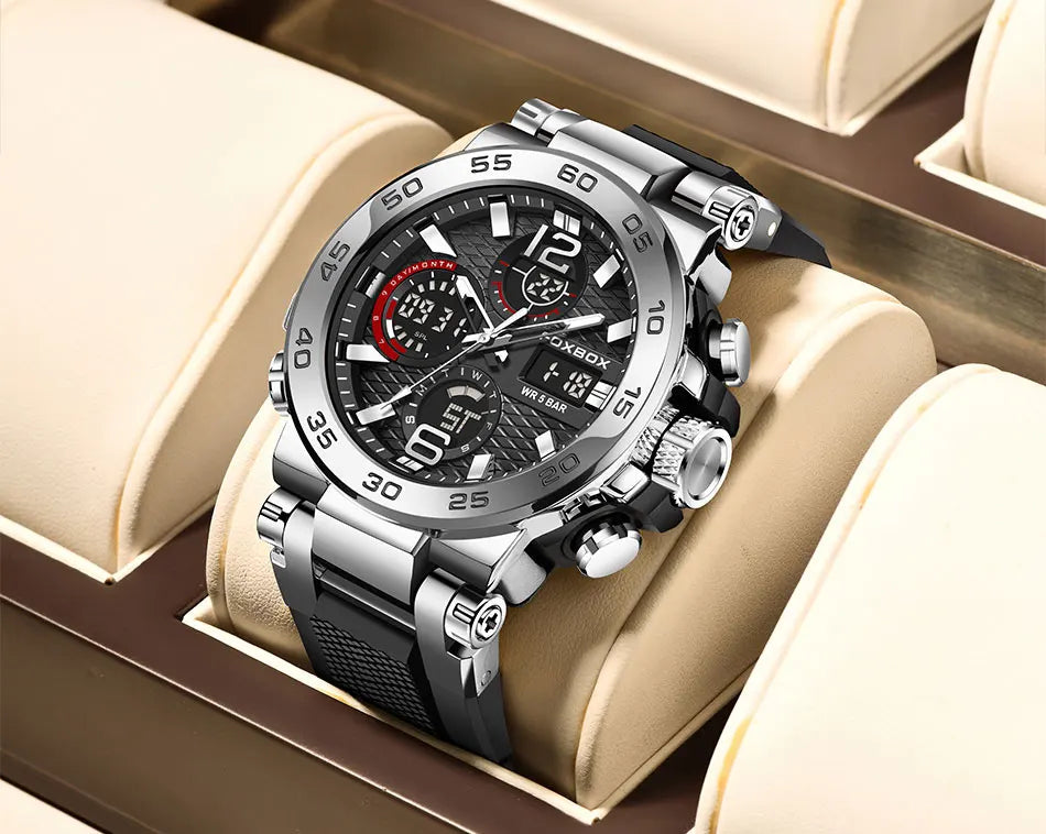 LIGE Fashion Military Watch For Men FOXBOX Luxury Quartz